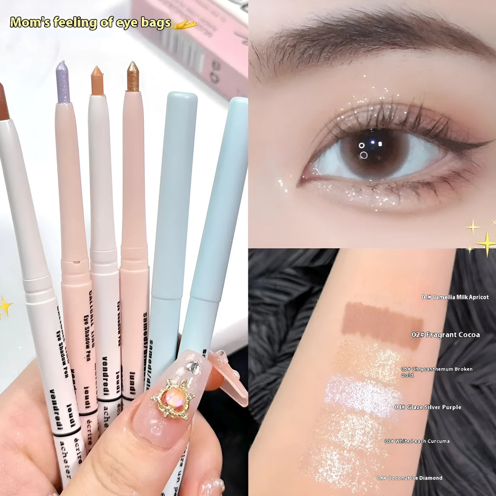 A Highlighting Brightening 2-in-1 Waterproof Eyeliner Pen showing its six colour options.
