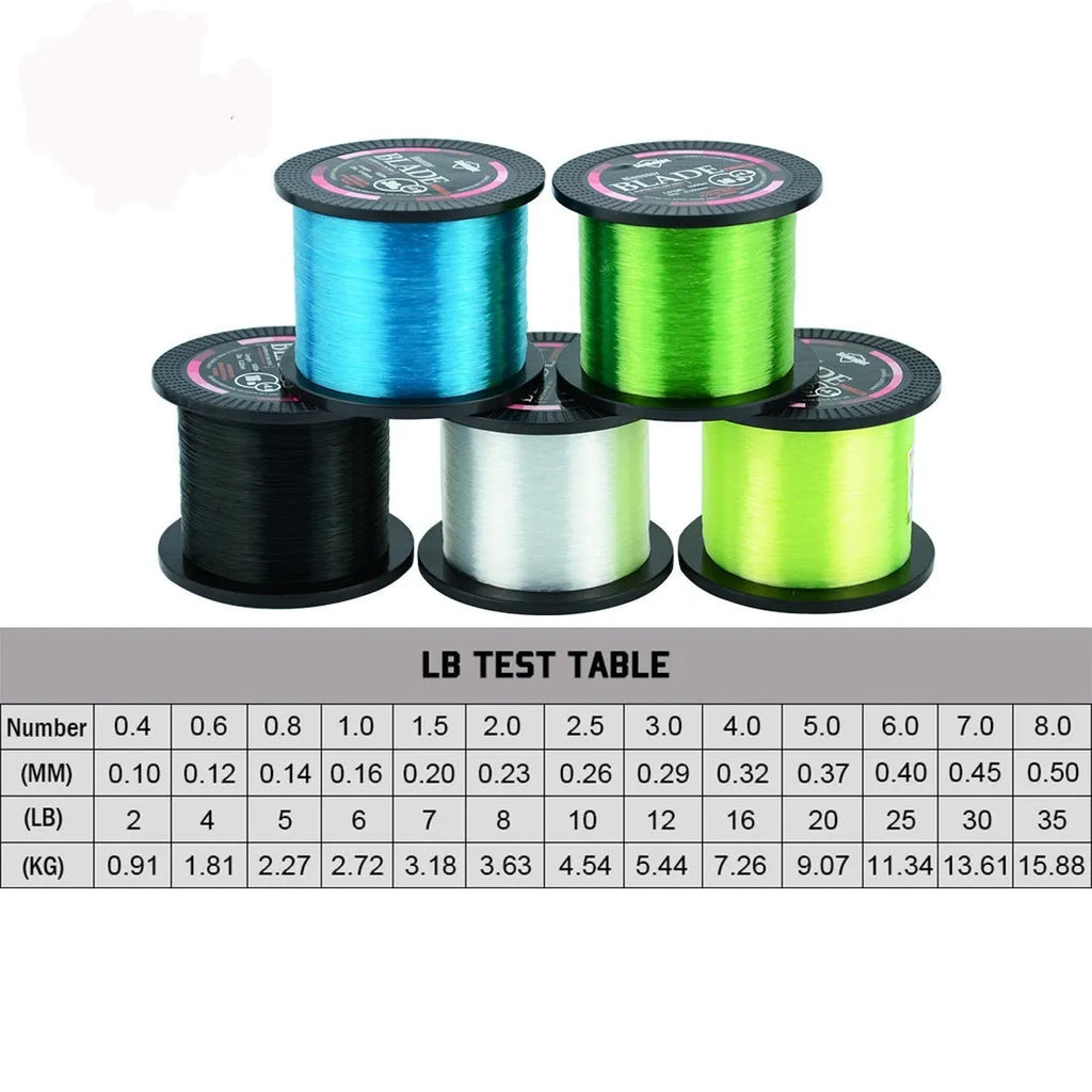 Seaknight1000 M fishing line spool showing nylon thread in selected colour with diameter size marking