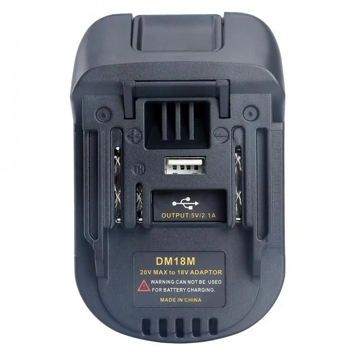Black Milwaukee to Makita battery adapter for DM18M to H99F conversion measuring 125x90x65 cm