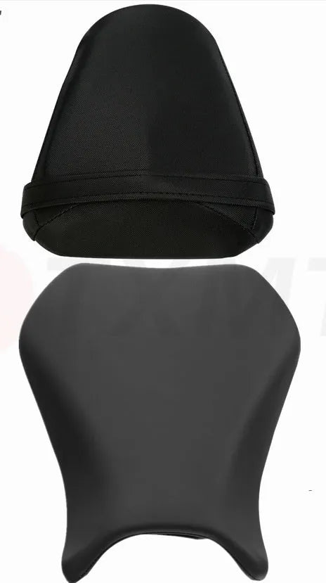 Suzuki GSXR1000 motorcycle front and rear seat covers made of black PU material