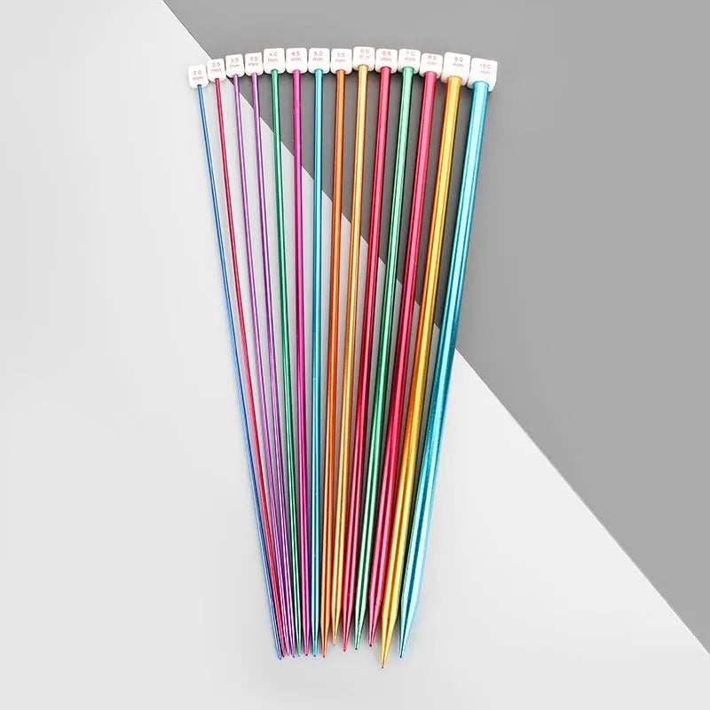 Pair of metal lengthened crochet hooks with caps in sizes 2.0mm to 10.0mm for yarn crafting