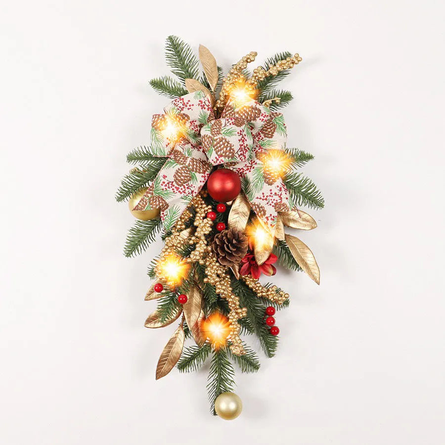 Christmas garland collection showing four plastic decorative designs with optional battery-powered lighting