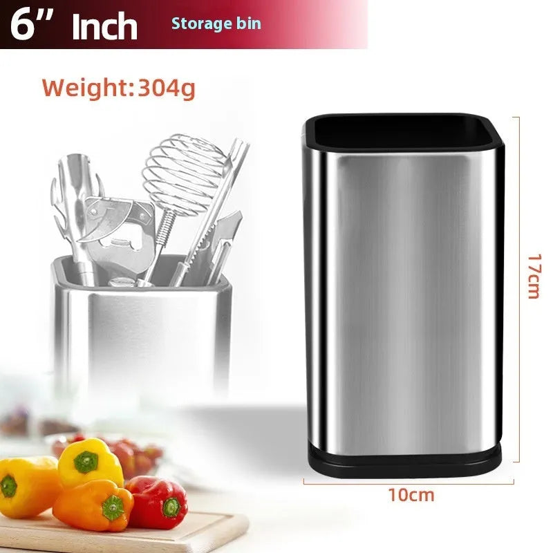 Stainless steel kitchen tool holder with detachable bottom in black and white colour options