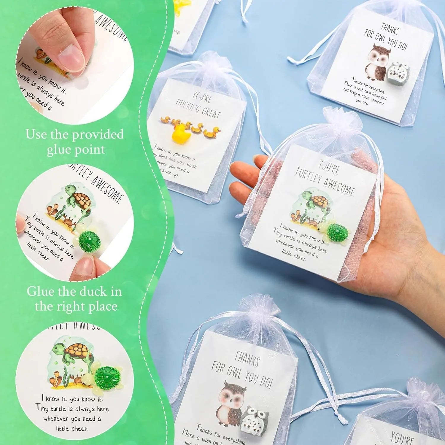Set of resin memo cards featuring the A Scrape of the Pen pun design, laid out on a surface.
