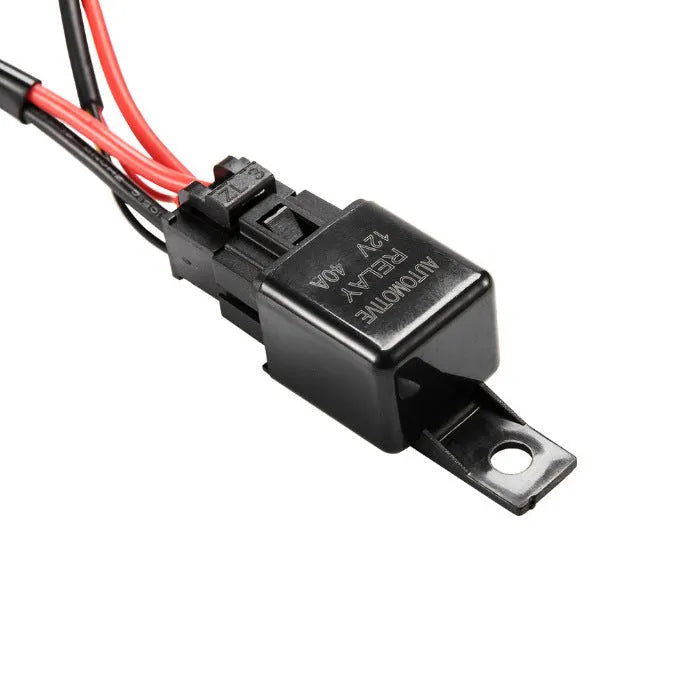 Off-road LED spotlight cable set with 2 metre black wiring and light bar switch