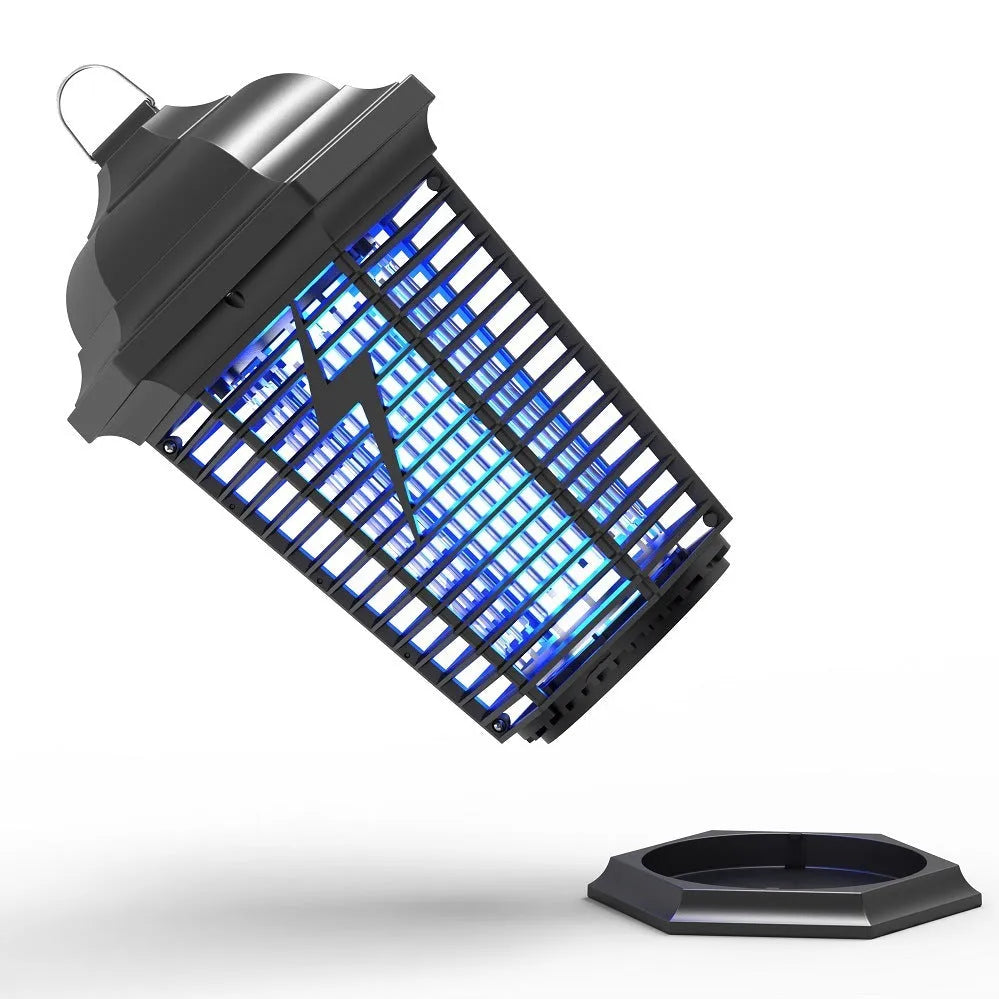 Black outdoor UV mosquito catcher with electric shock grid for 61 square metre coverage