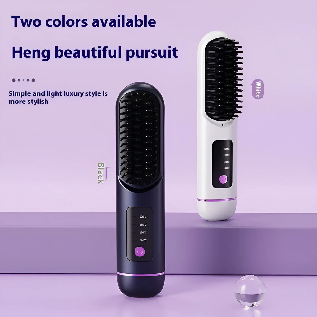 Portable charging negative ion hair comb in blue, grey or white with built-in power bank
