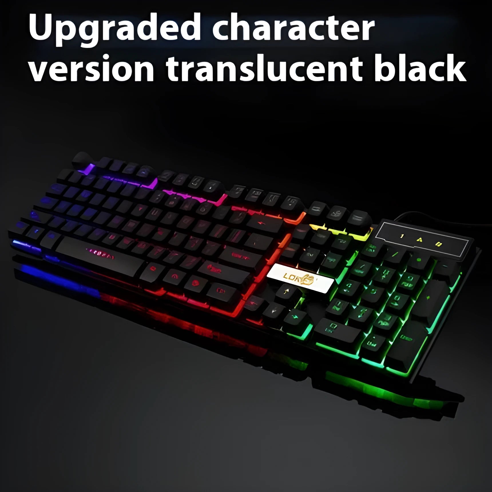 Black braided USB cable with integrated lighting strip for gaming keyboards