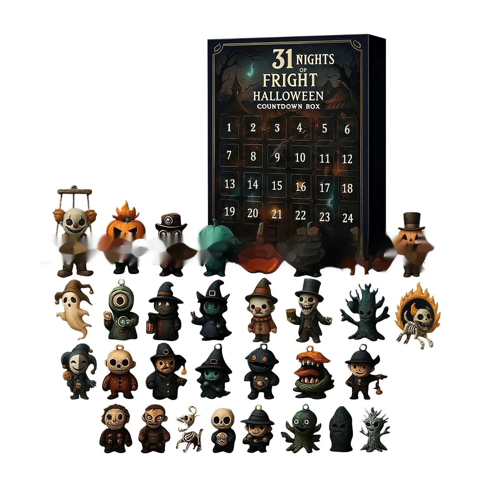 Halloween horror blind box advent calendar countdown box in plastic and resin
