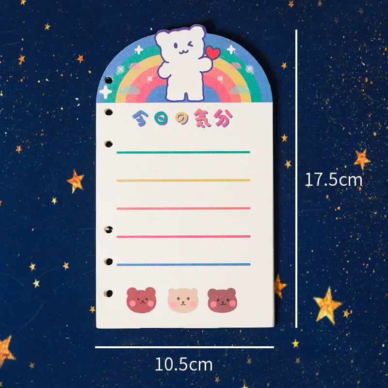 A6 loose-leaf notebook with girl heart character design, 80 sheets, 6-hole punch for student binders