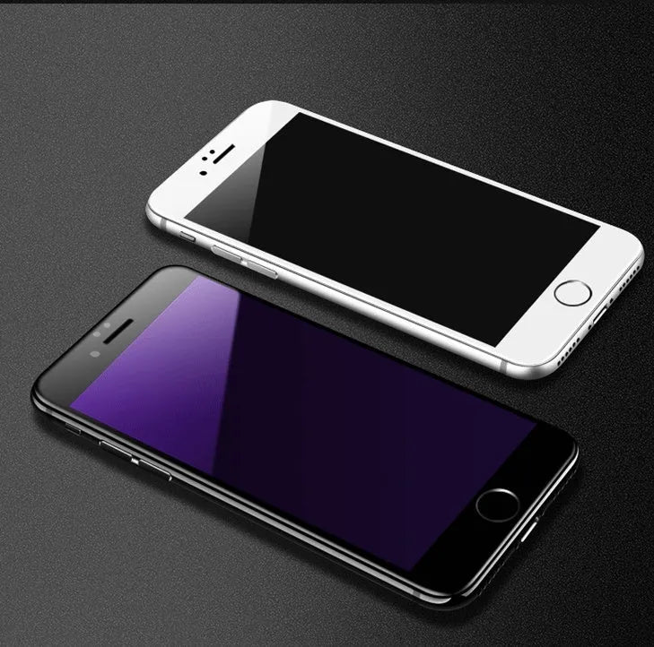 3D carbon fibre soft edge tempered glass screen protector for iPhone X 8 7 6s models in black and white.