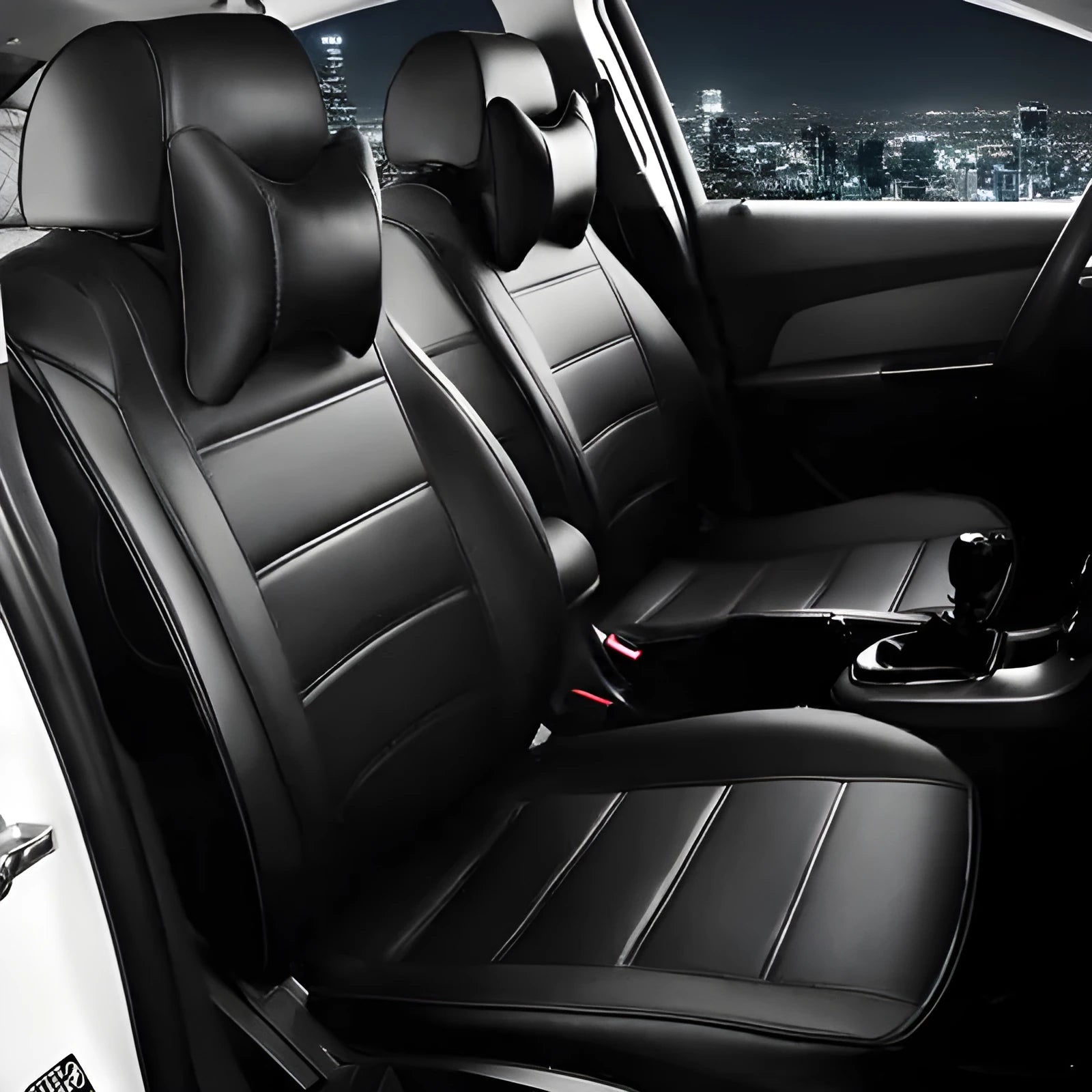 Cow leather car seat cover with binding style construction in beige and black colour options