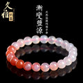 Natural gradient Yanyuan agate bracelet with geometry-cut beads on a wrist, showing salt source colour variation.