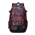 Blue or red classic nylon backpack showing large capacity design for school, travel, and outdoor use.