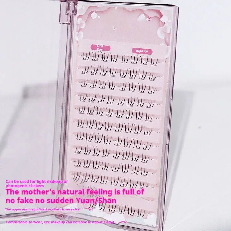 Kitten's paw design lower false eyelashes on a segmented sheer root strip, 4mm 5mm 6mm mixed lengths.