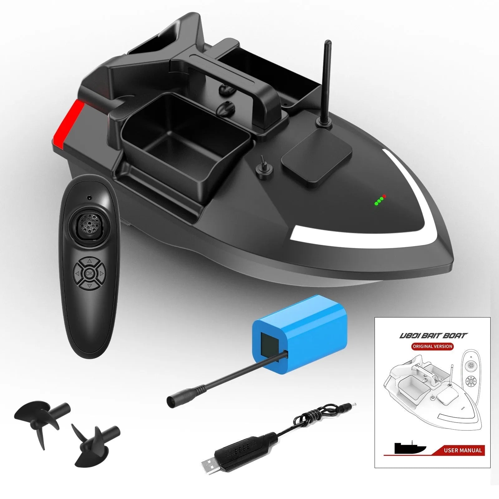 GPS remote control fishing boat with Beidou positioning system and LED lights