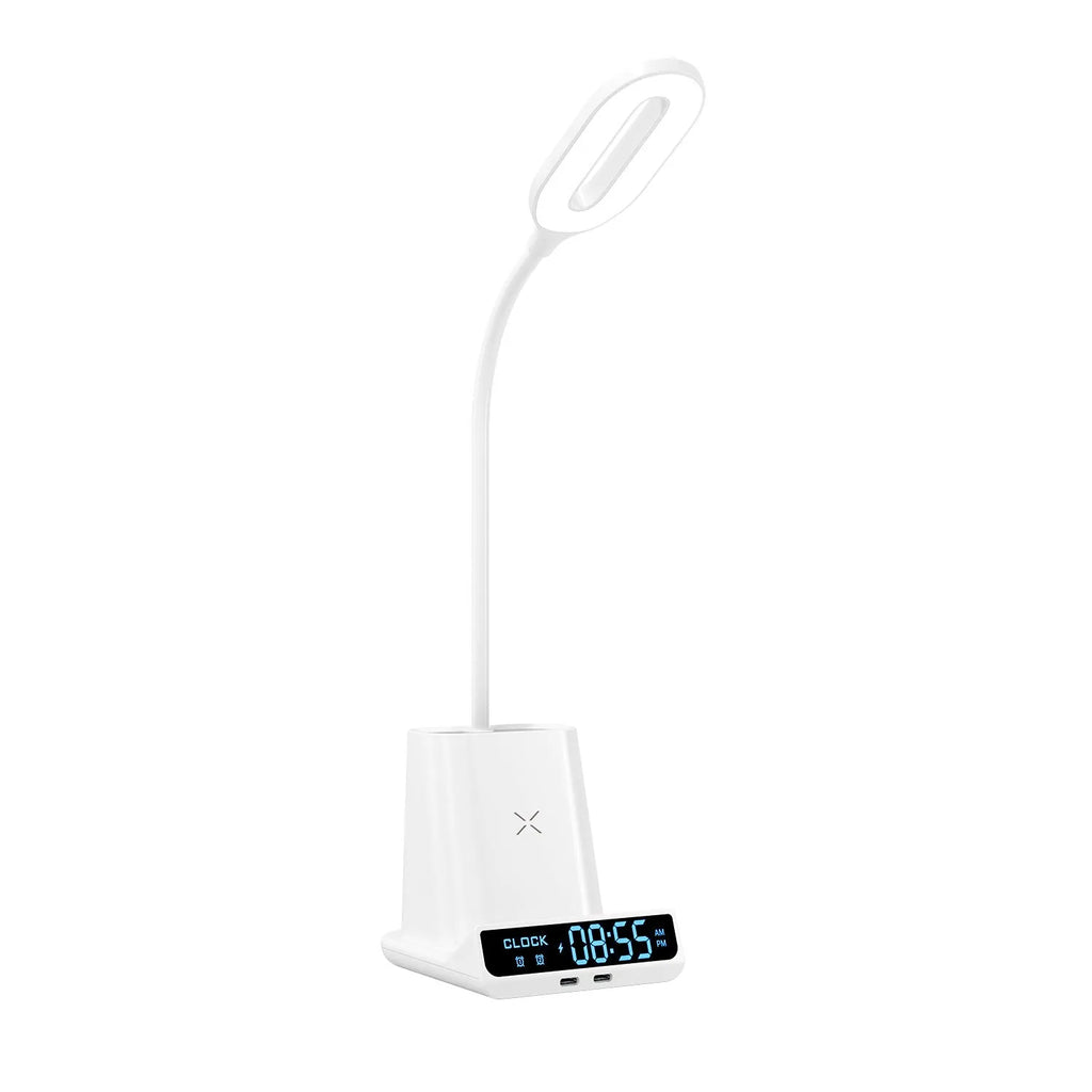 Wireless charging desk lamp with integrated pen holder storage box in modern simple design