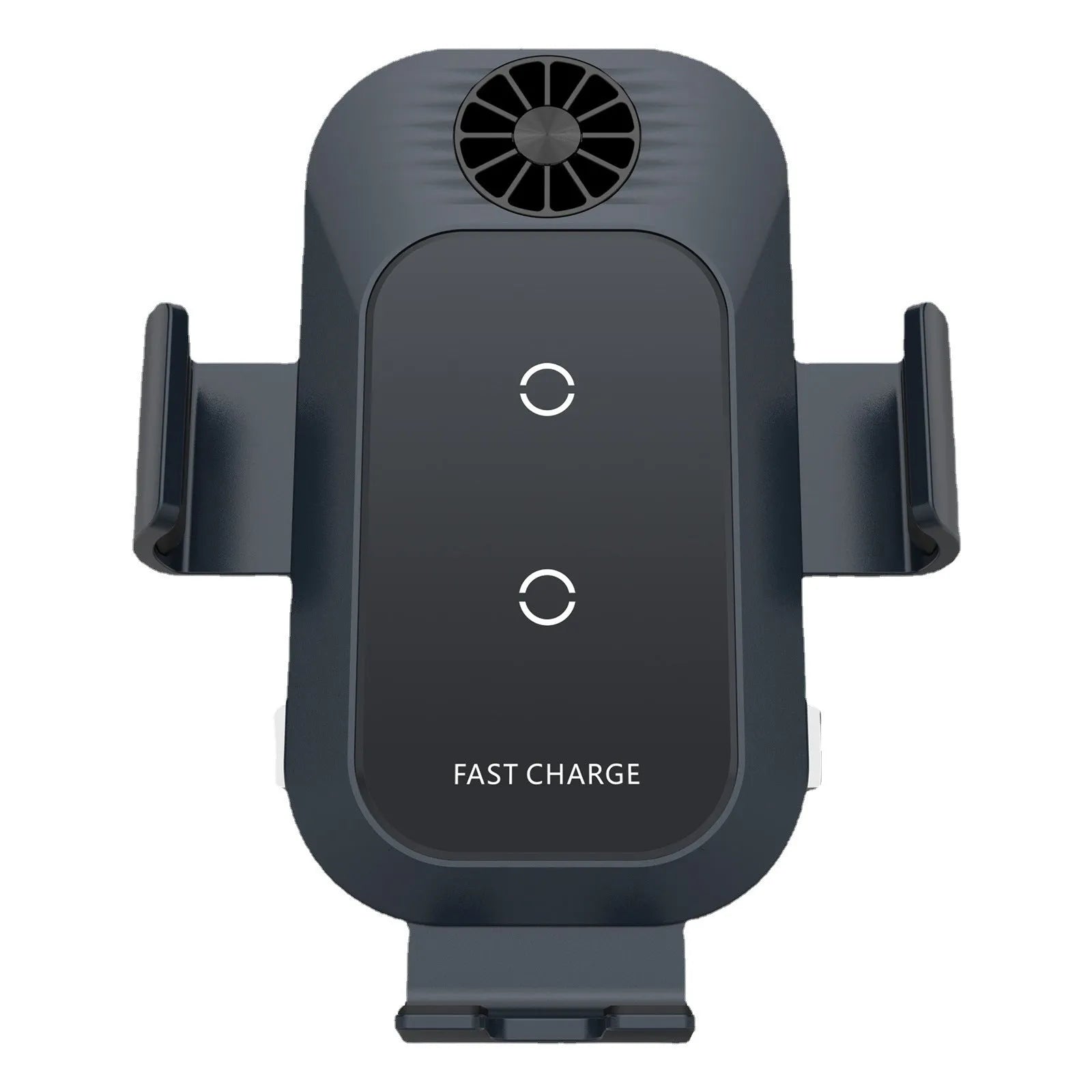 C35 grey car wireless charger phone holder mounted on air vent with automatic clamping arms and Type-C cable.