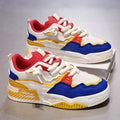 Men's white board shoes with soft rubber soles and mesh lining in low-top design