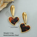 Tortoiseshell resin geometric earrings with 18K gold electroplating on stainless steel