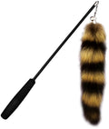 Black interactive cat toy wand teaser with 42cm elastic string for kitten play