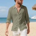Linen Hawaiian casual shirt in loose American style with non-ironing feature