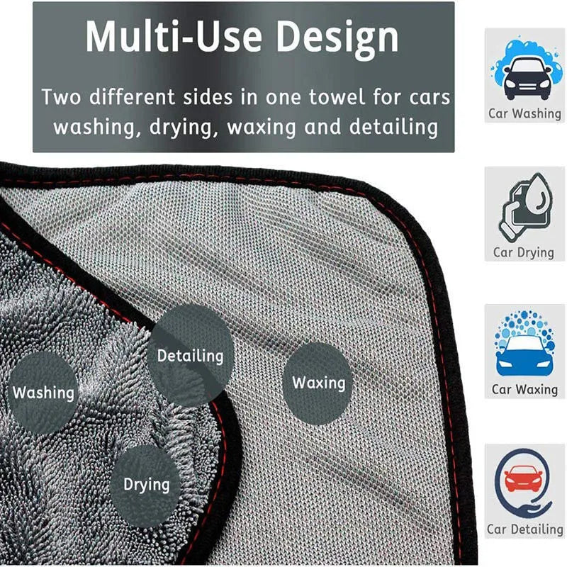 Grey microfibre car wash towel measuring 40x40cm for vehicle cleaning and water absorption
