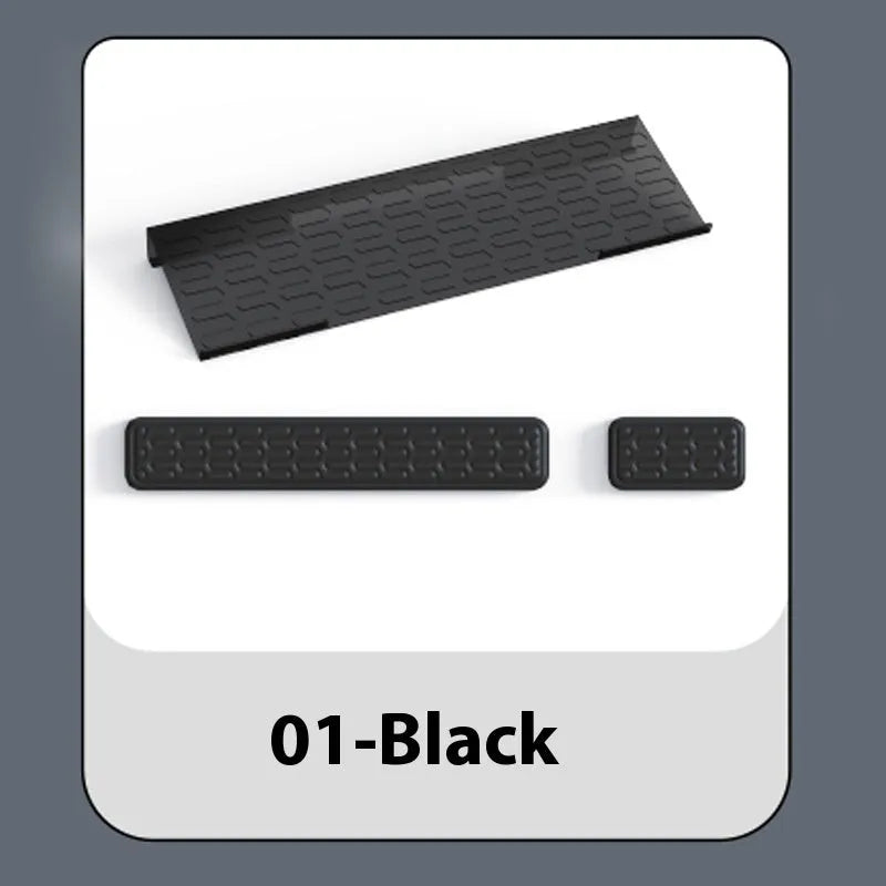 Double sided keyboard and mouse pad with thickened memory foam wrist rest in black resin with non-slip base