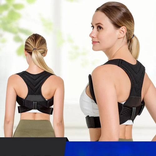 Black anti-humpback posture correction belt for running and fitness activities