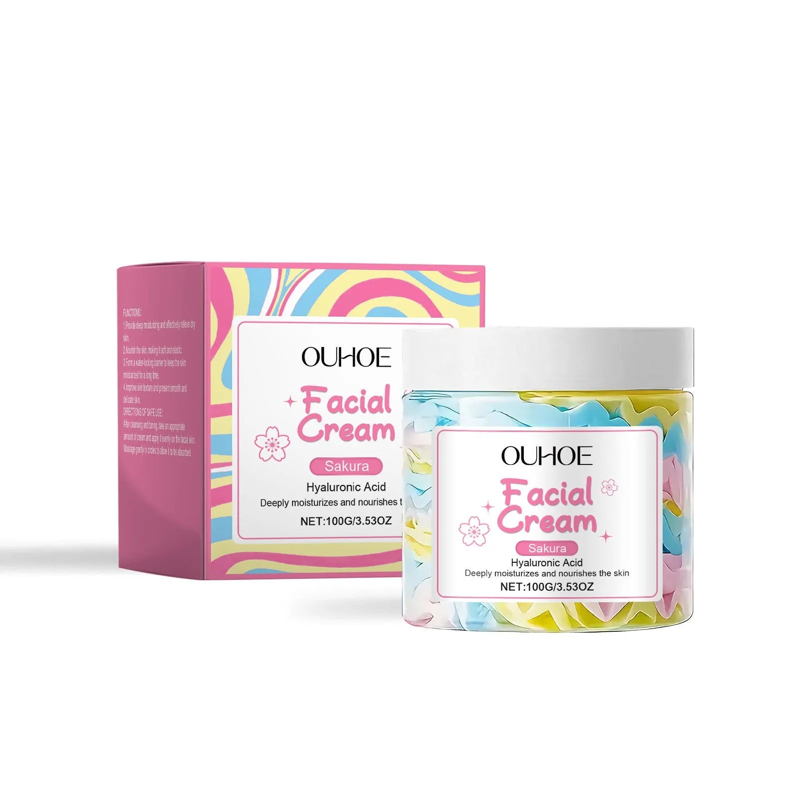 Sakura Butter Cream face moisturiser in 5.7cm cube jar with 100g content