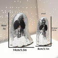 Silver mosaic mirror patch ghost Halloween decoration on embroidered glass