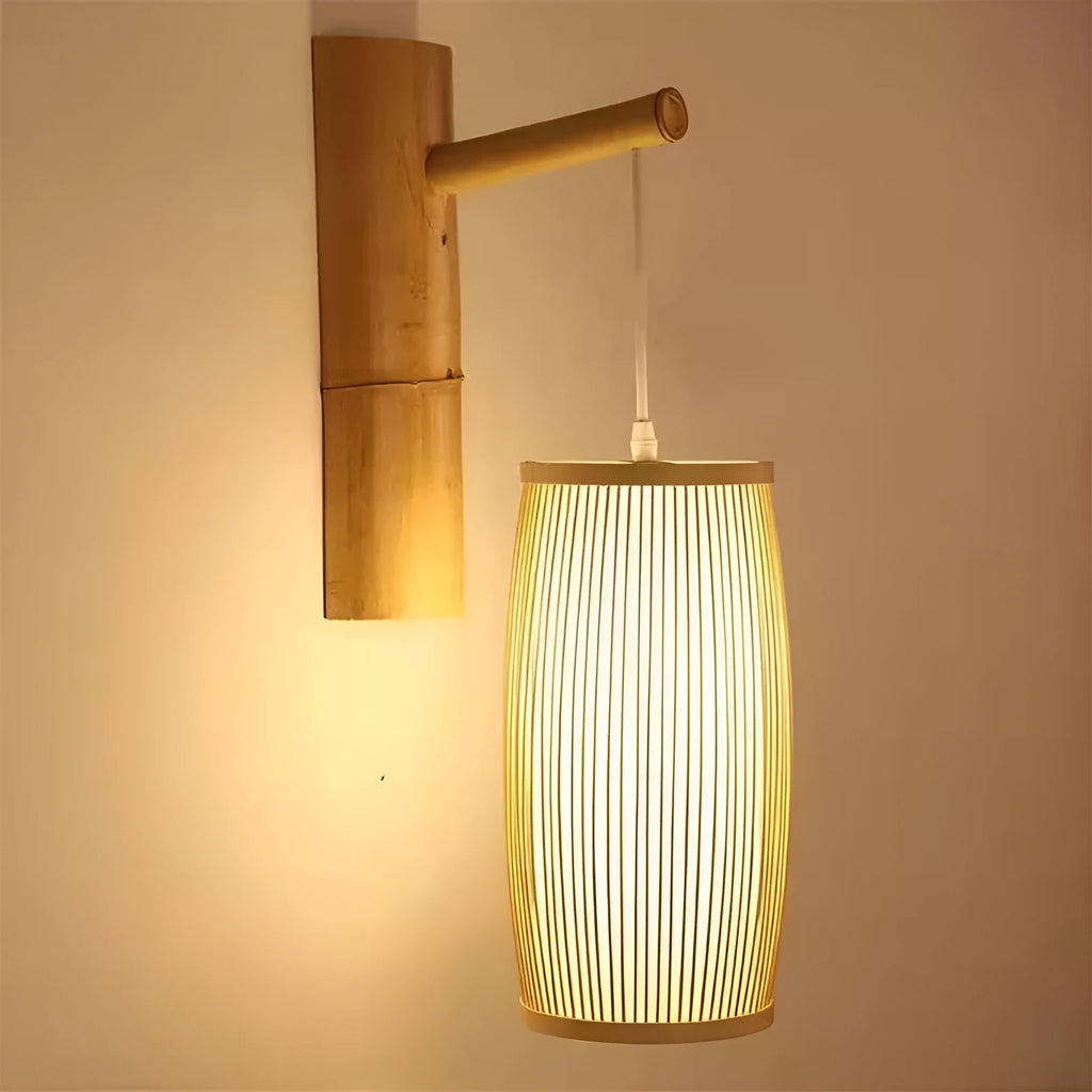 Natural bamboo plait decorative lamp with E27 holder for ambient lighting