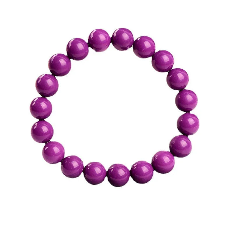 Jiuya purple crystal mica bracelet with polished beads in three diameter options