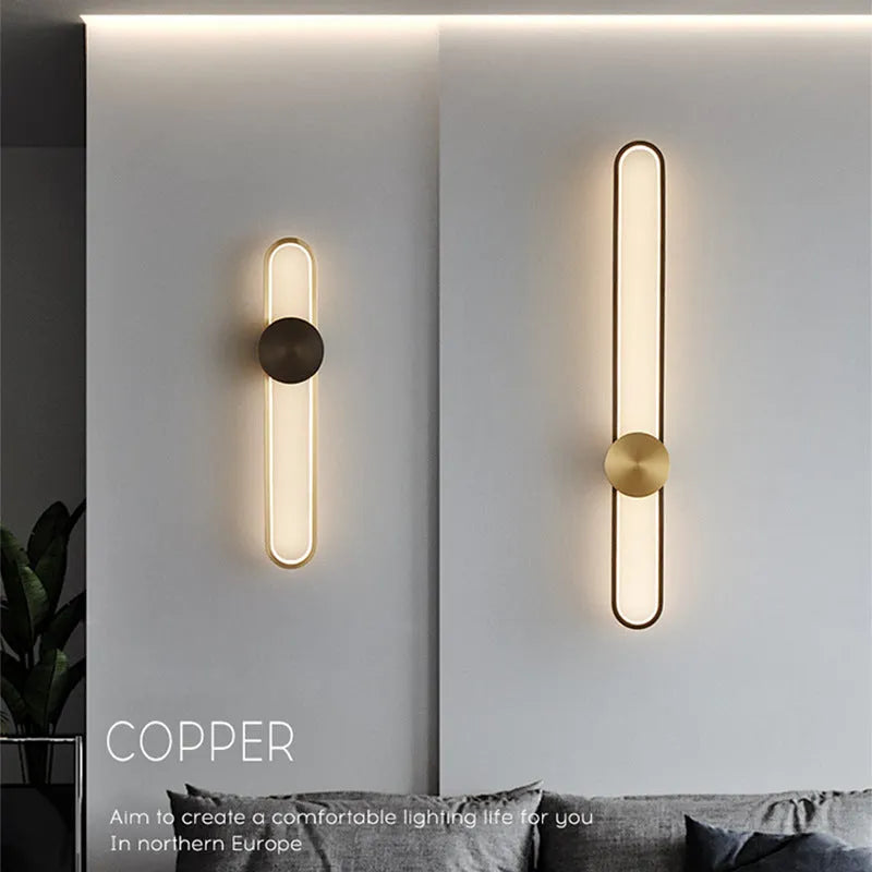 Round 60cm iron wall lamp in minimalist design with warm LED light