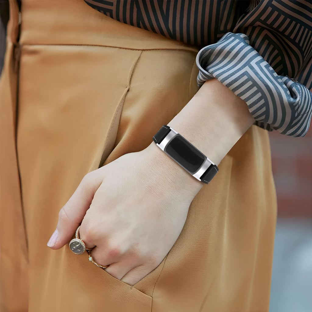 Genuine leather strap for Fitbit Charge 5 and Charge 6 smartwatch in multiple colour options.