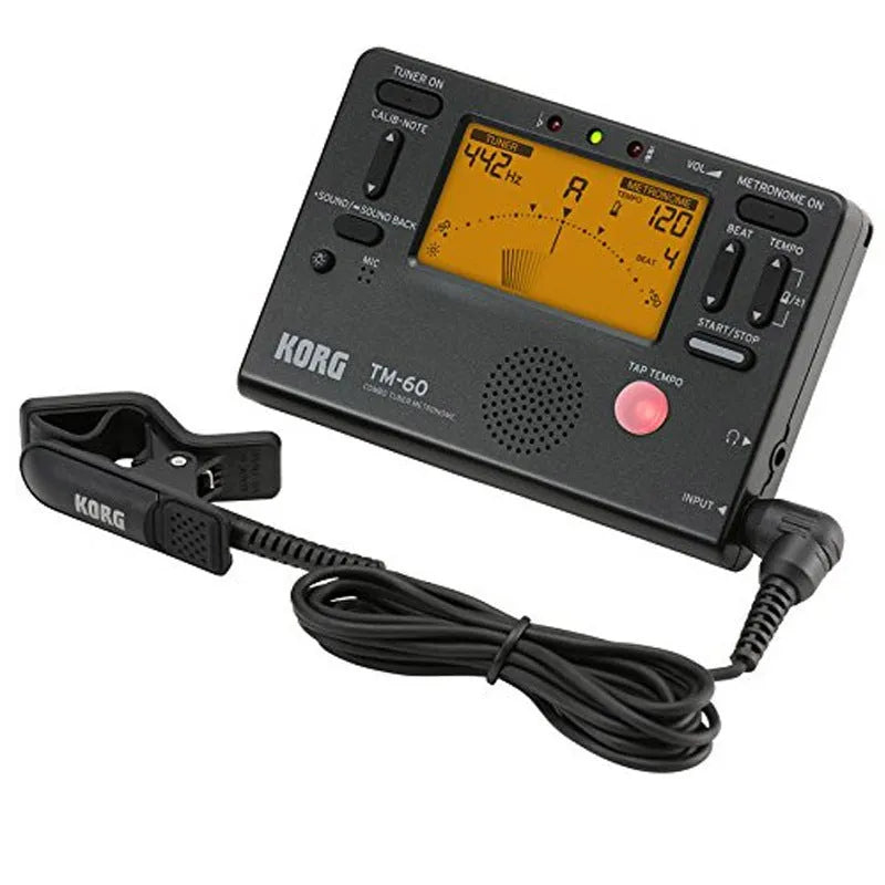 TM-60 digital metronome tuner in black or white plastic shell.