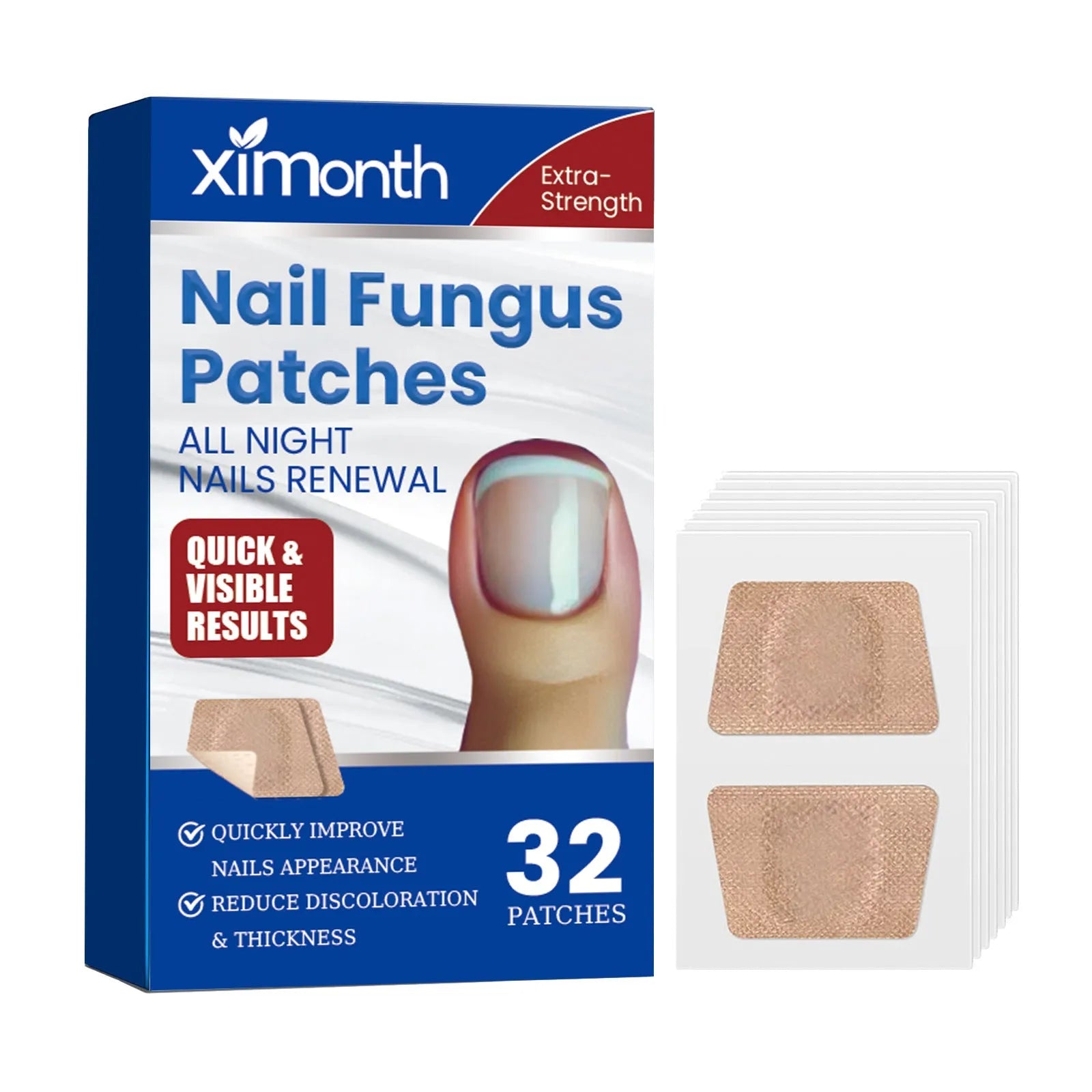 Box of 32 nail nursing adhesive bandage repair patches, each patch 6.1cm by 3.5cm