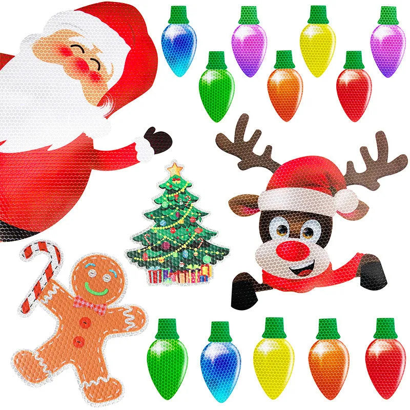Christmas light bulb reflective magnetic stickers for car and refrigerator decoration