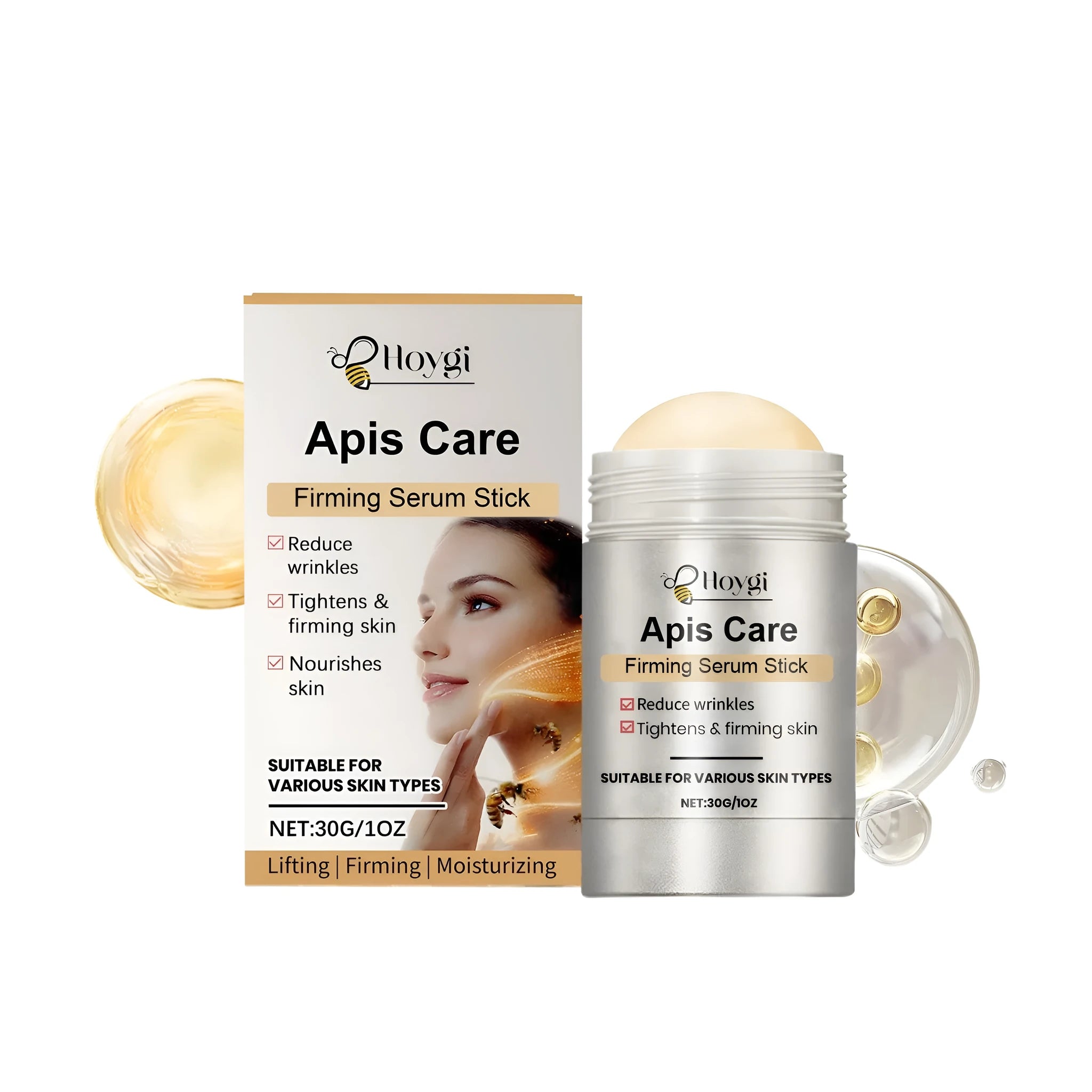 30g tightening rod facial essence stick with anti-ageing formula including hyaluronic acid and collagen