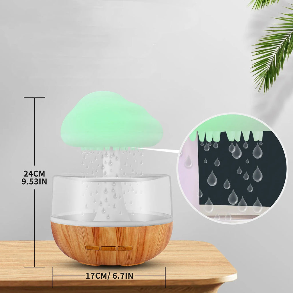 White cloud-shaped humidifier with colour-changing lights and USB charging port