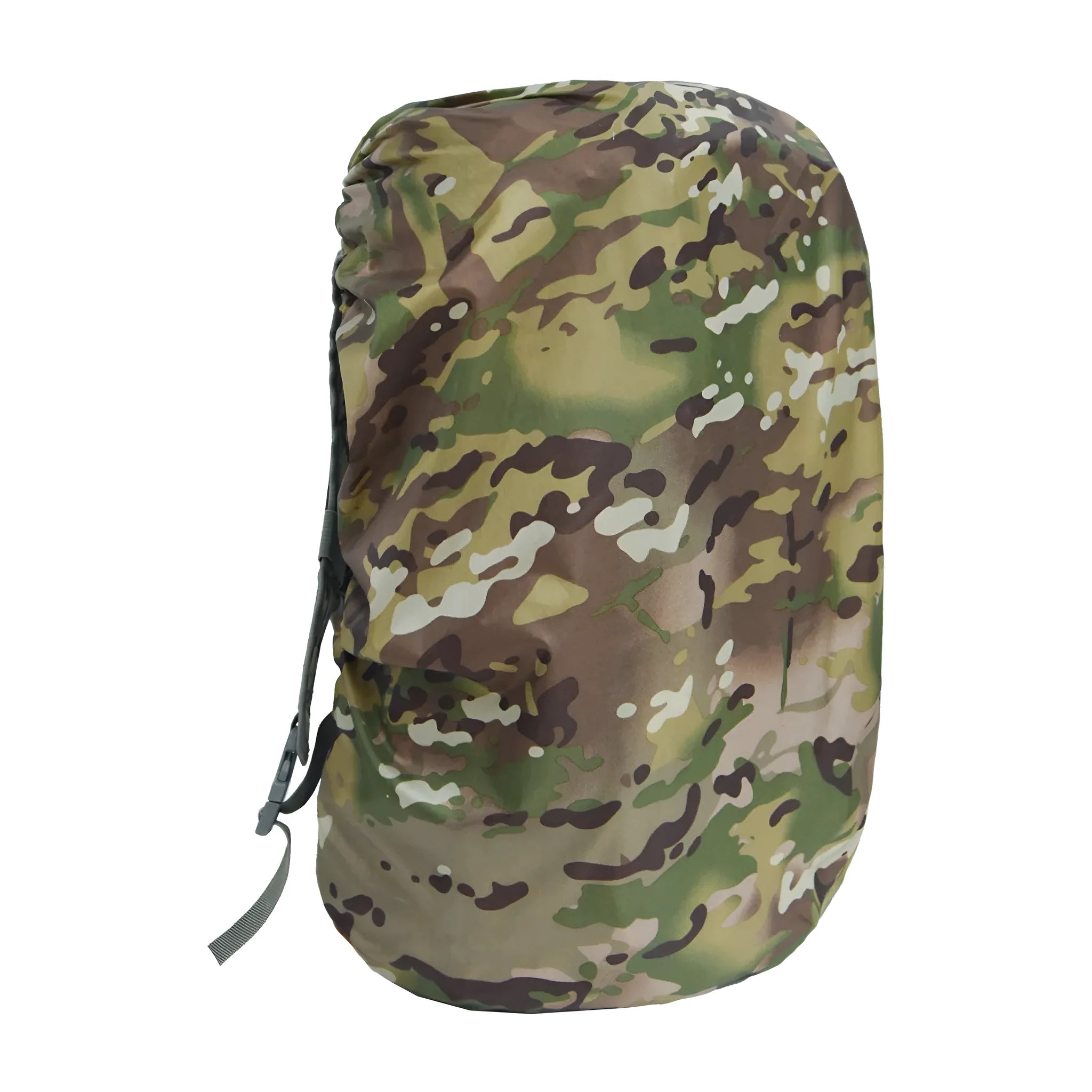 Backpack rain cover in army green colour showing waterproof PU material construction with 80L capacity