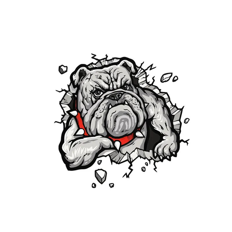 Grey dog pattern motorcycle decorative sticker measuring 17x17cm with customisable dimensions