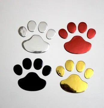 PVC car sticker with dog footprints pattern measuring 7cm long in hand-shaped brush design