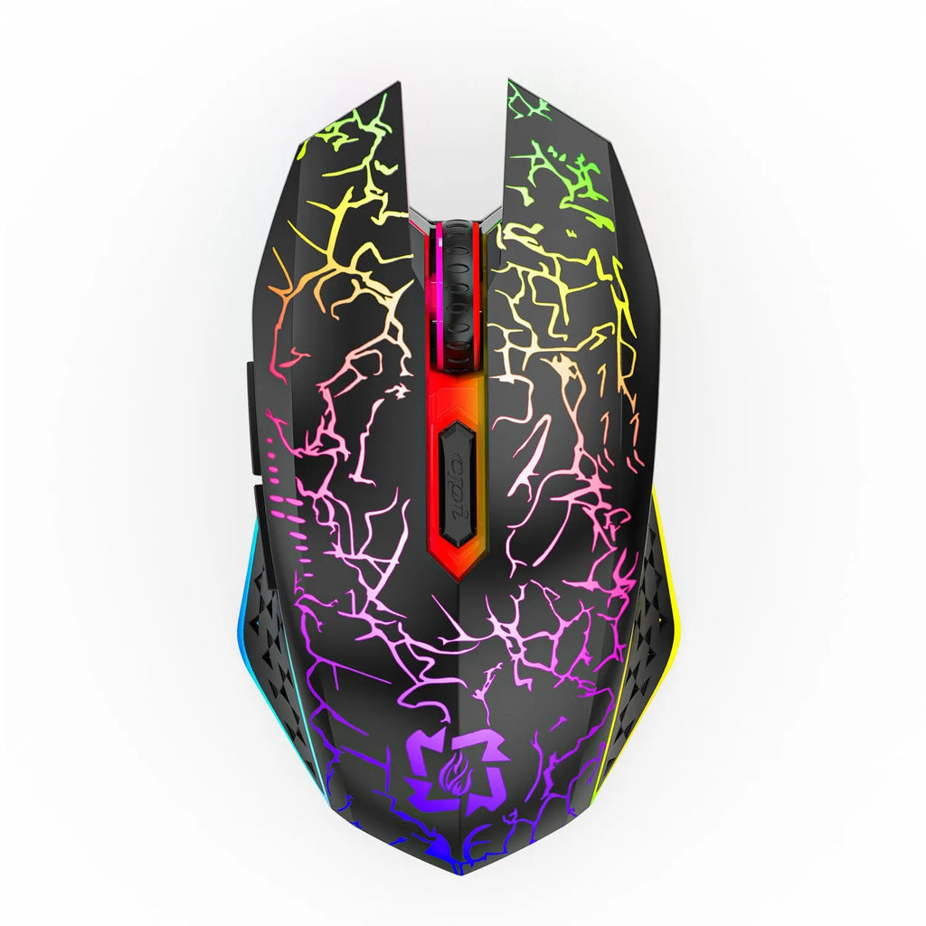 Black and white Bluetooth dual-mode gaming mouse with luminous lights and charging cable