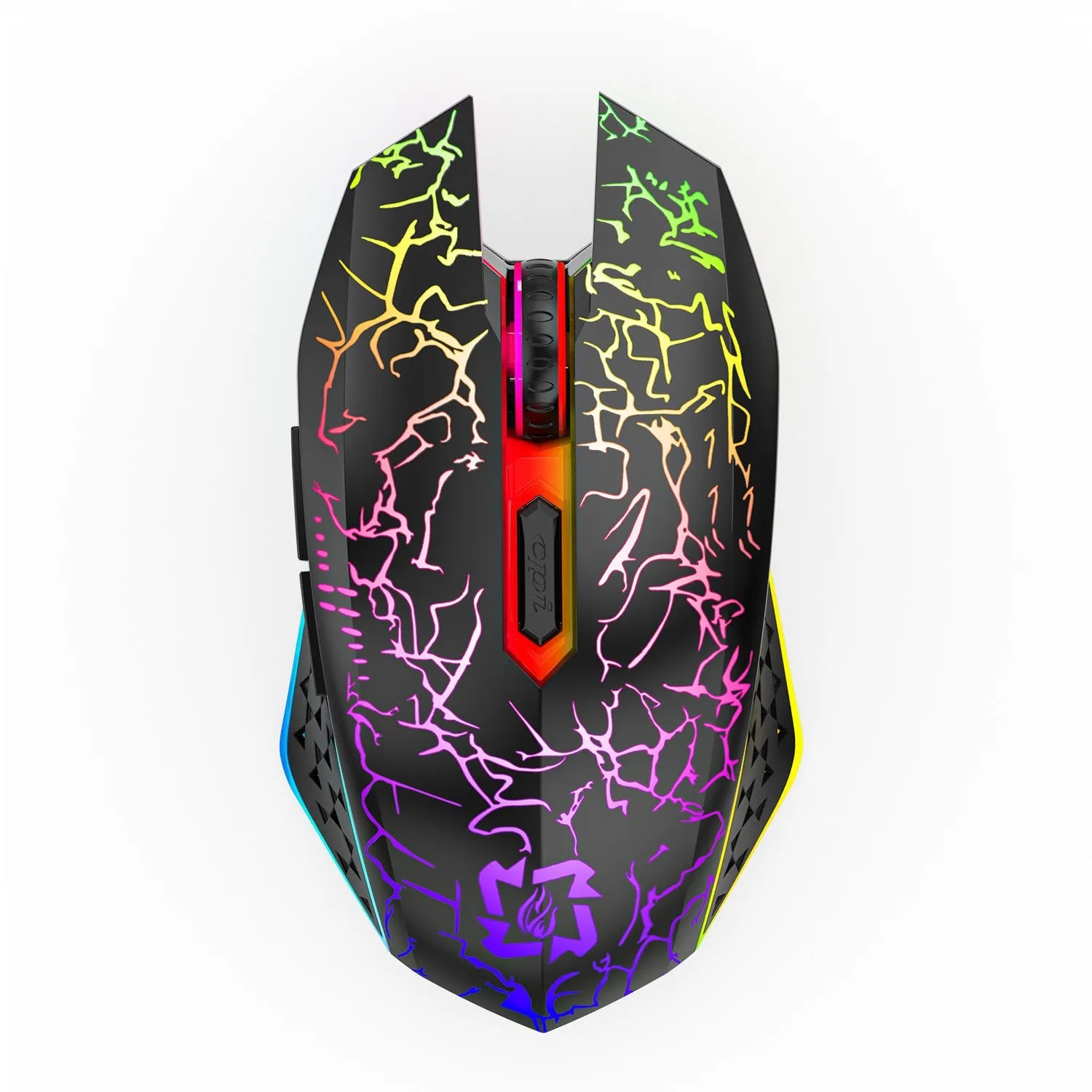 Black and white Bluetooth dual-mode gaming mouse with luminous lights and charging cable