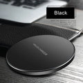 Black ultra-thin wireless charging pad with 9V fast charging support