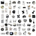 61 black and white waterproof vinyl stickers with coffee and tea cup designs for laptops and phones