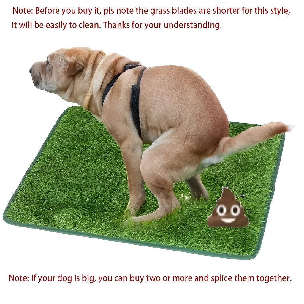 Artificial grass pet toilet training mat shown in three sizes for dogs and cats indoors