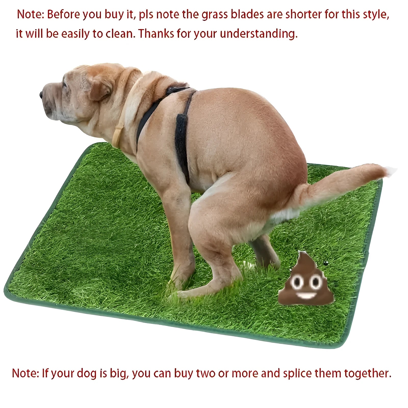 Artificial grass pet toilet training mat shown in three sizes for dogs and cats indoors