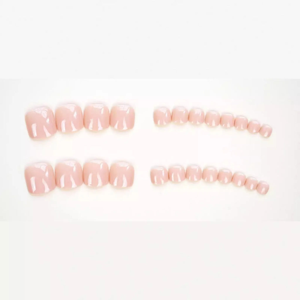 Plastic toe nail stickers set with adhesive glue in skin colour J-52 design